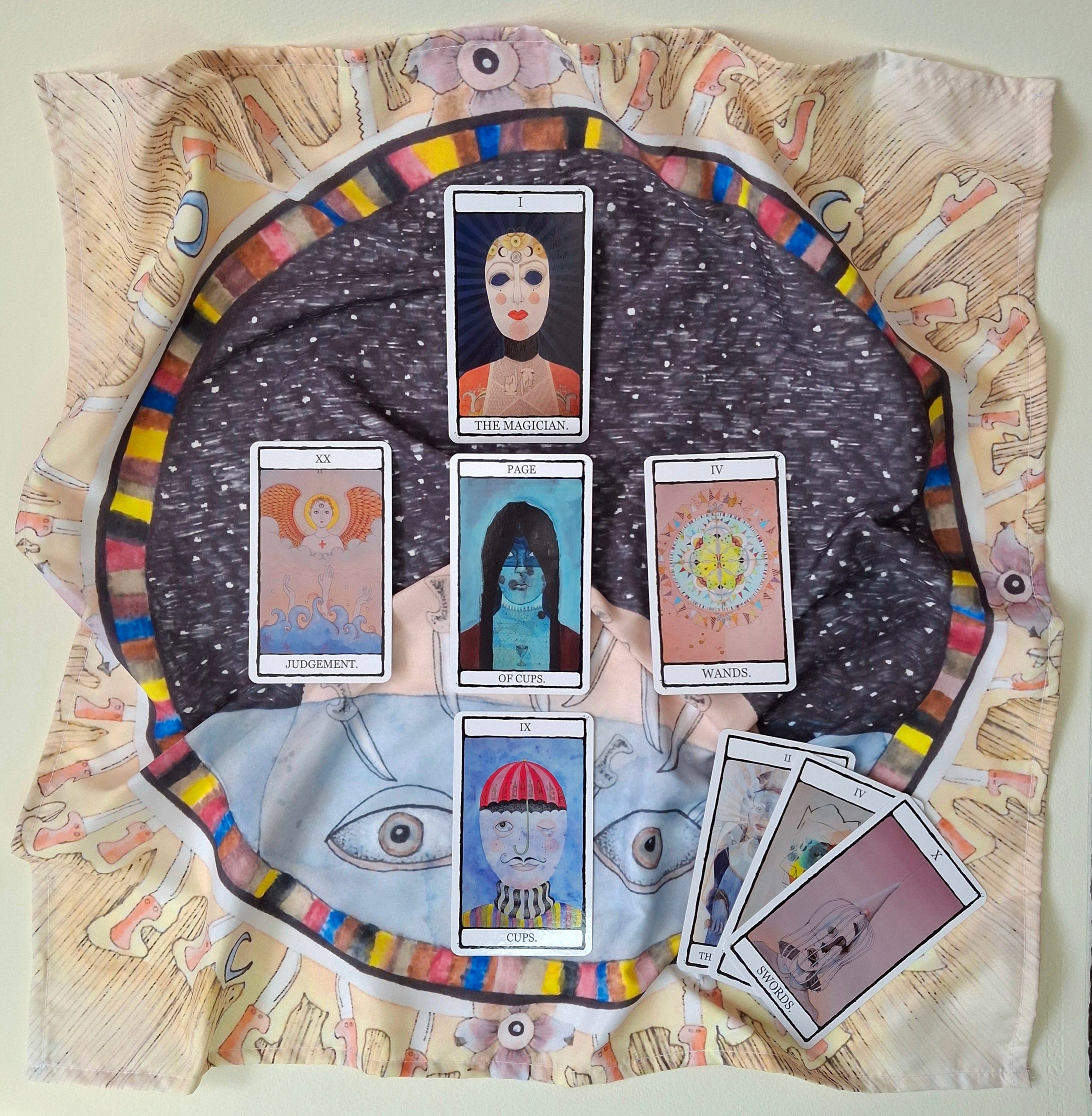 Quirky Printed Altar Cloth, Tarot Wrap, Scarf.