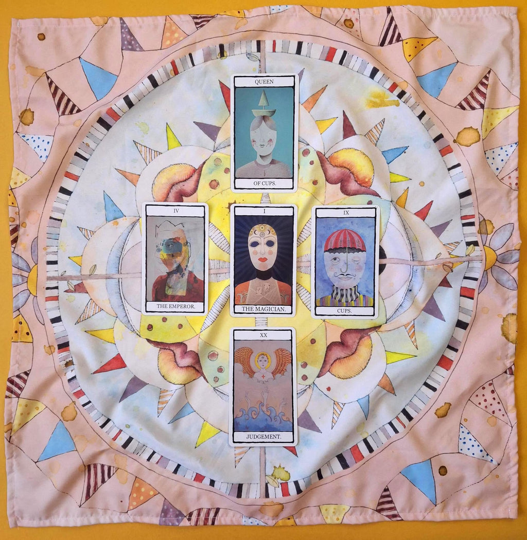 Quirky Altar Cloth | Witchy Headscarf | Tarot Deck Wrap | Spiritual Gift | Occult Accessories