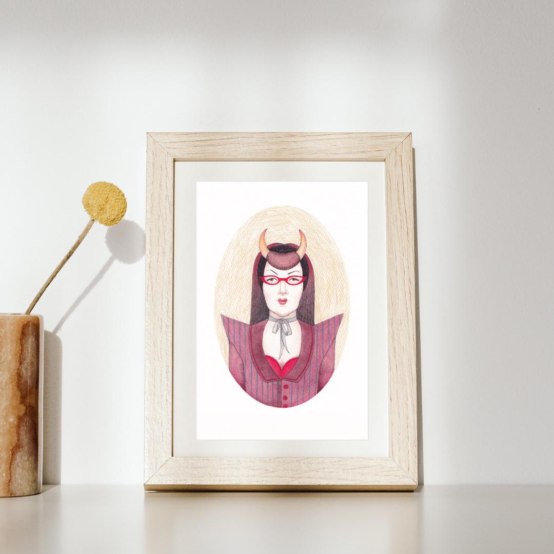 Aries Zodiac Sign Art Print: Hand Illustrated Giclée Print, A4.