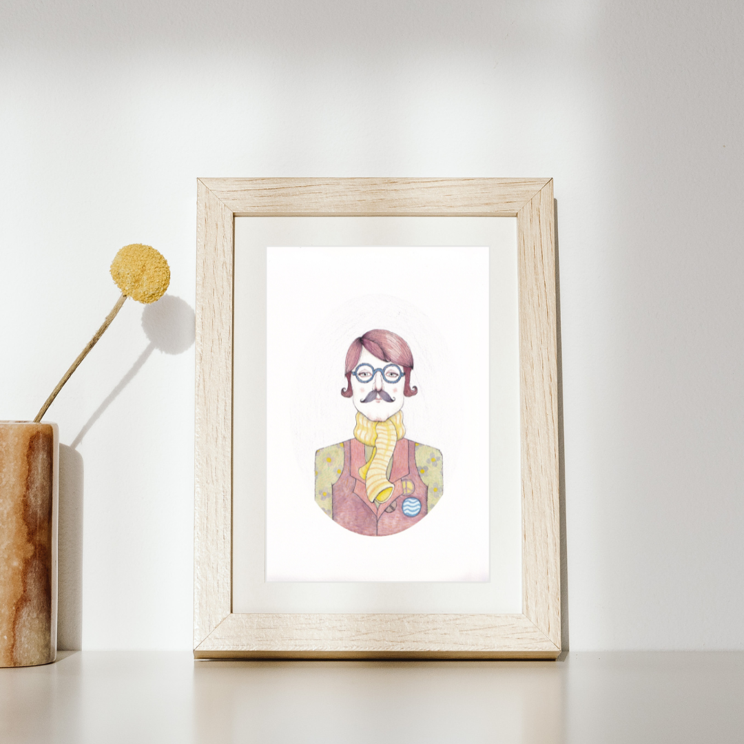 Aquarius Giclee Art Print, Original Hand Illustrated Wall Art A4