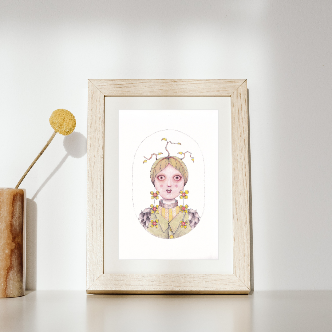 Virgo Giclee Art Print, Original Hand Illustrated Wall Art A4